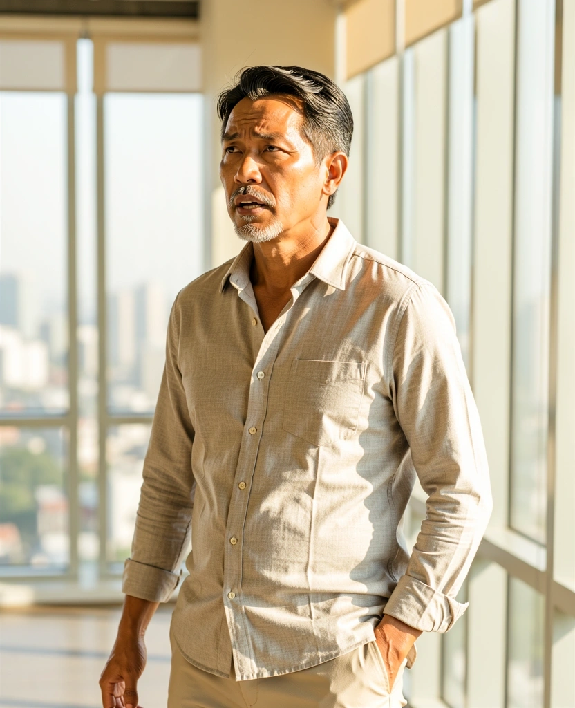 Lelaki matang yang bertenaga dalam suasana profesional